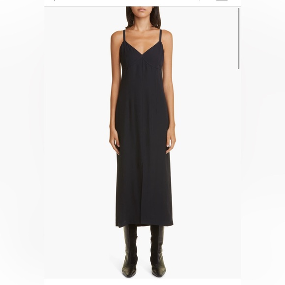 Toteme Cami top Crepe slip dress black with navy hint EU 38 US 6 zip closure - Picture 1 of 16